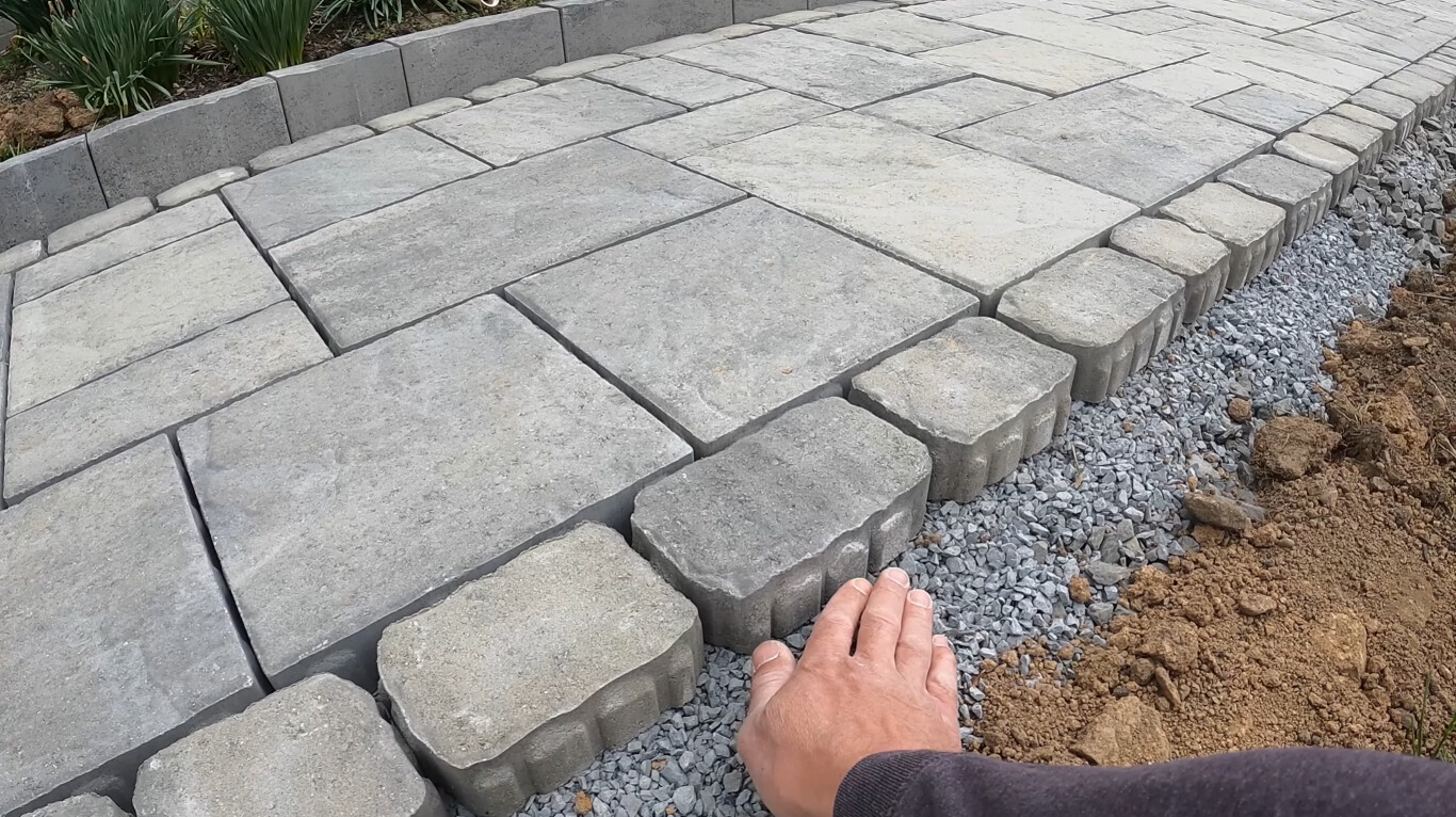 Decorative concrete pavers with professional edging and borders